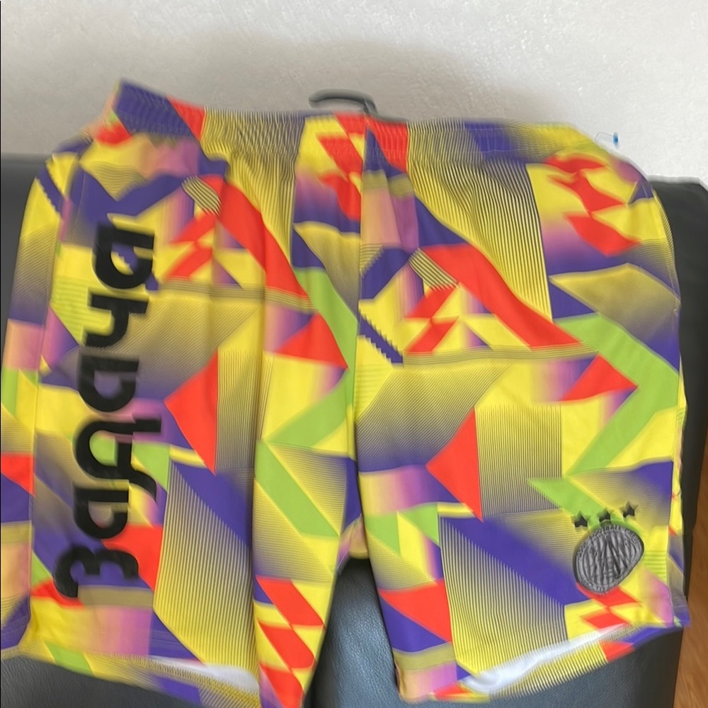 ASOS Yellow and Red Athletic Shorts with Geometric Pattern